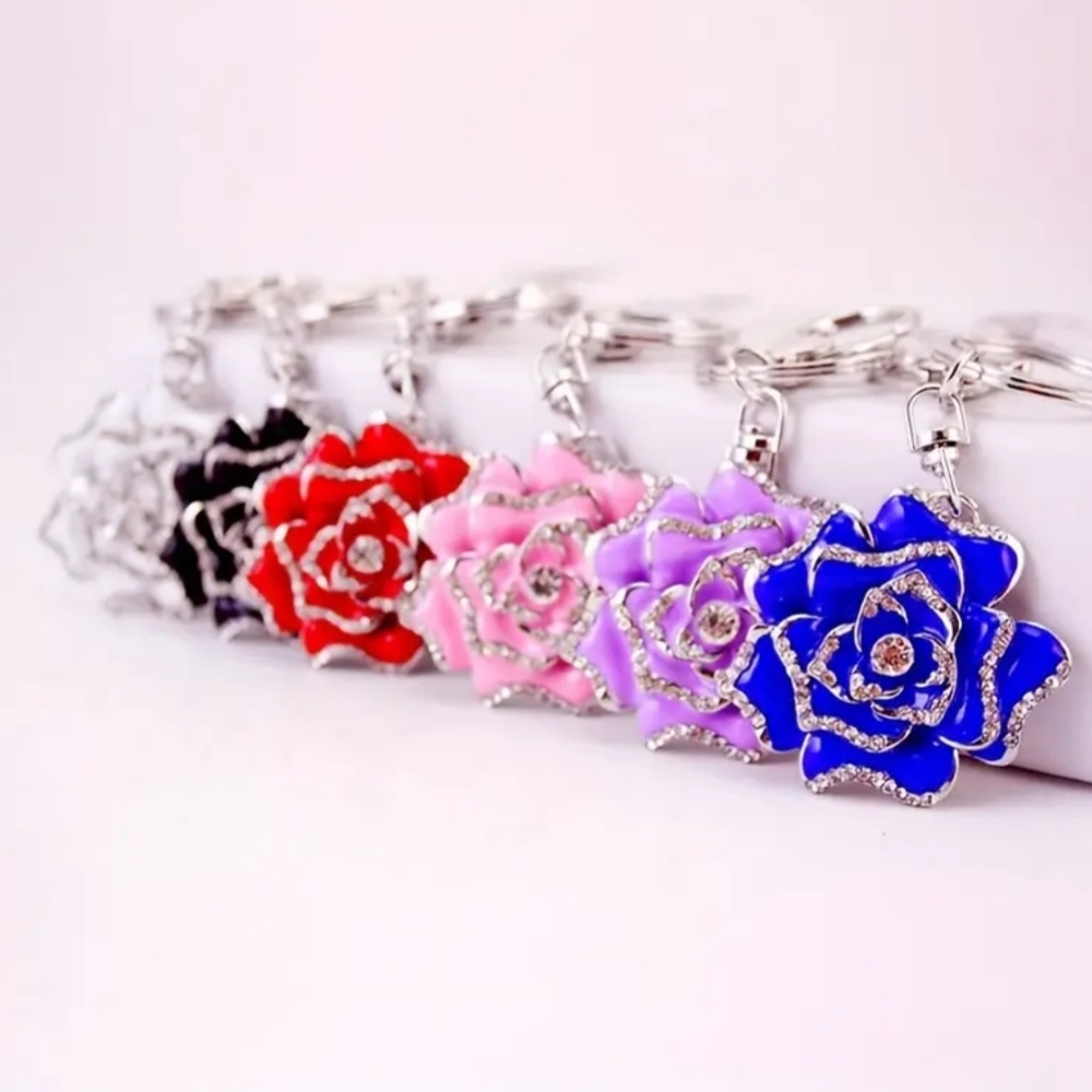 Rhinestone Rose🌹 Keychain 🎒👜 Bag Charm ~ 🎁, Gardener, Easter🐣